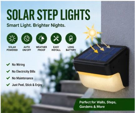 Solar Wall Light – Waterproof LED Step & Fence Light (No Wiring Needed)