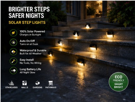 Solar Wall Light – Waterproof LED Step & Fence Light (No Wiring Needed)